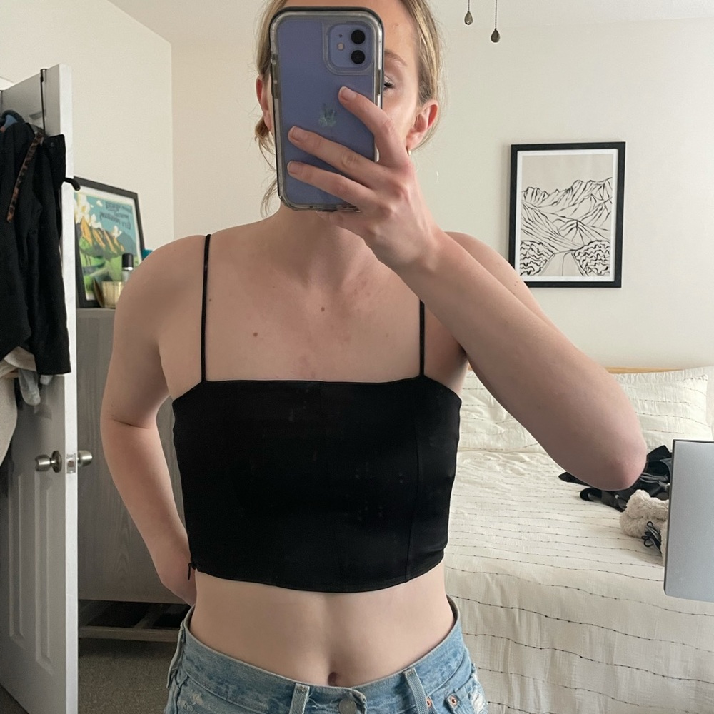 Black Zara corset crop top